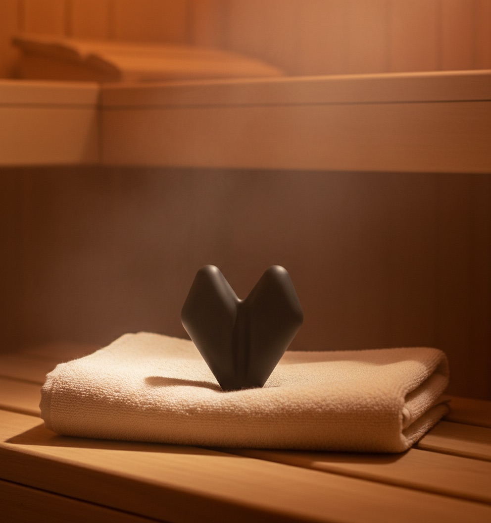 Heart — PCM cooling insert on sauna bench